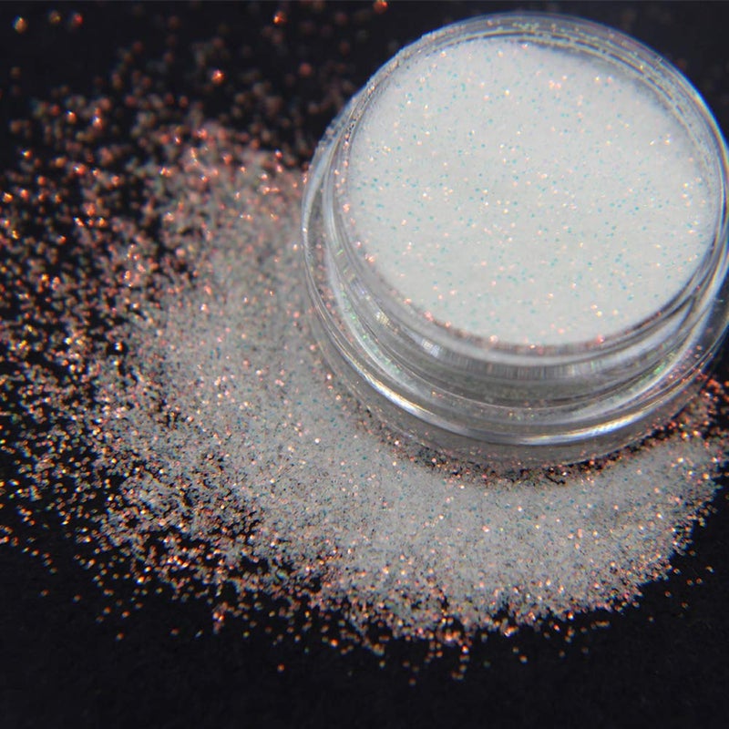 Bellecrey 10g 0.2mm Shimmer White Rainbow Nail Glitter Holographic Shining Sugar Nail Glitter Candy Coat Powder Sugar Coating Effect Powder Nail Pigment Powder Nail Art Decorations Dust Diamond Dust for Nails - Image 1